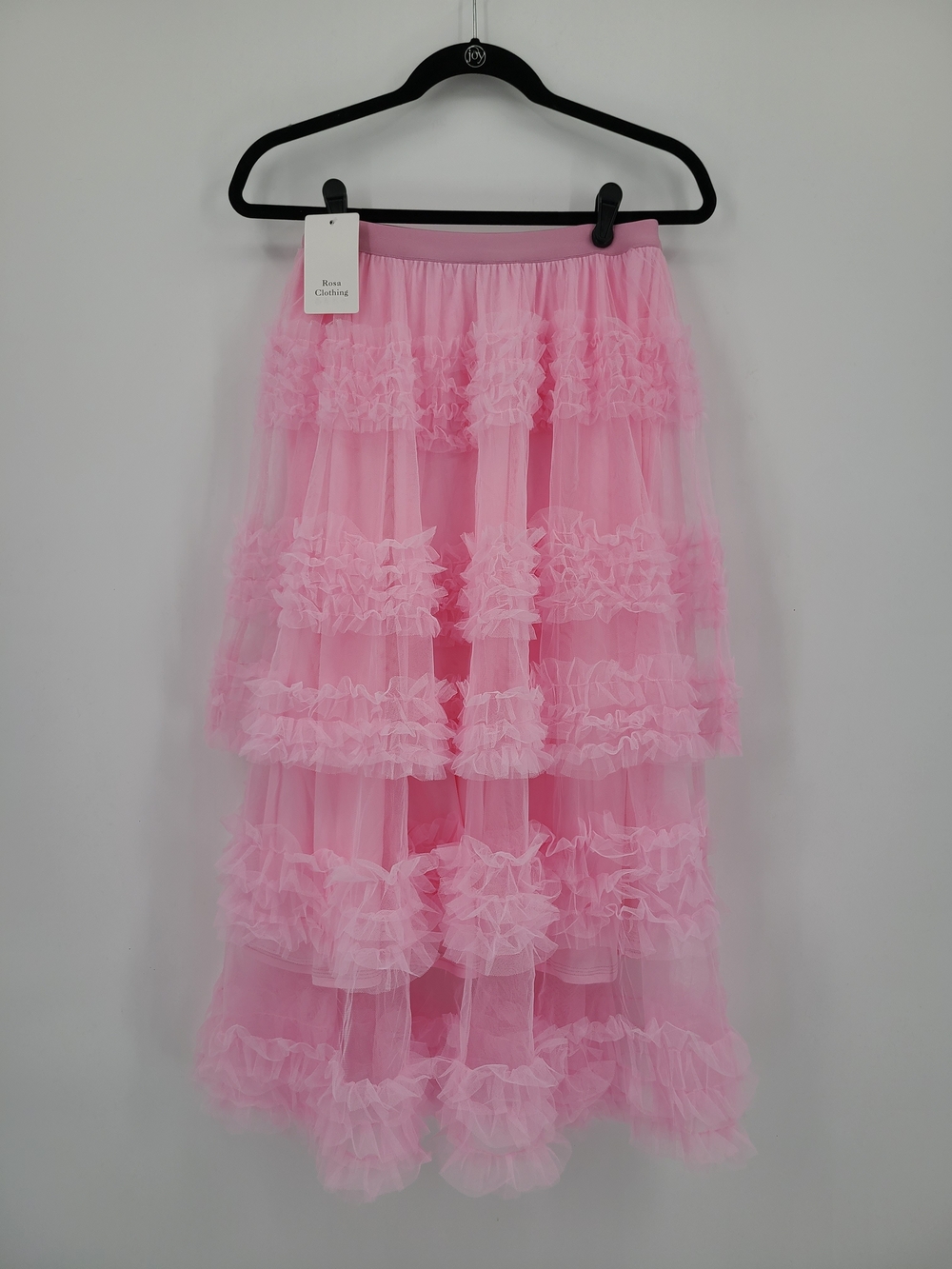 Unique Vintage Pink Layered Ruffle Tulle Maxi Skirt Size Medium